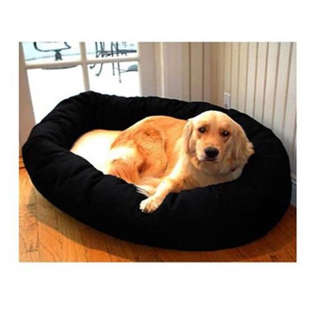 MAJESTIC PET 32 in. Medium Bagel Bed- Black and Sherpa 788995612308